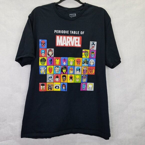 Marvel T-Shirt Adult 2XL Black Periodic Table Of Characters Short Sleeve Tee - Picture 1 of 12